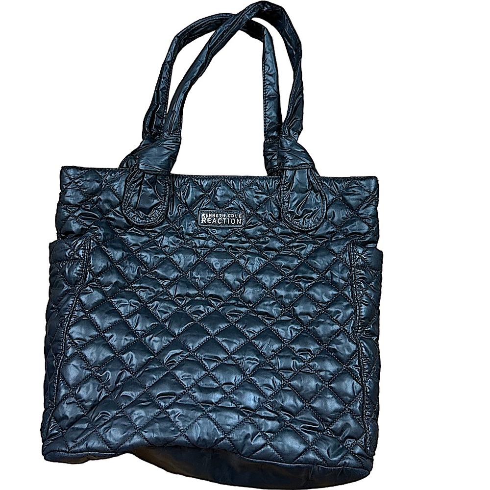 KENNETH COLE REACTION: Black Quilted Puffer Tote Bag